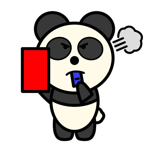 Иллюстрация Панды Дающей Красную Карточку — стоковое фото