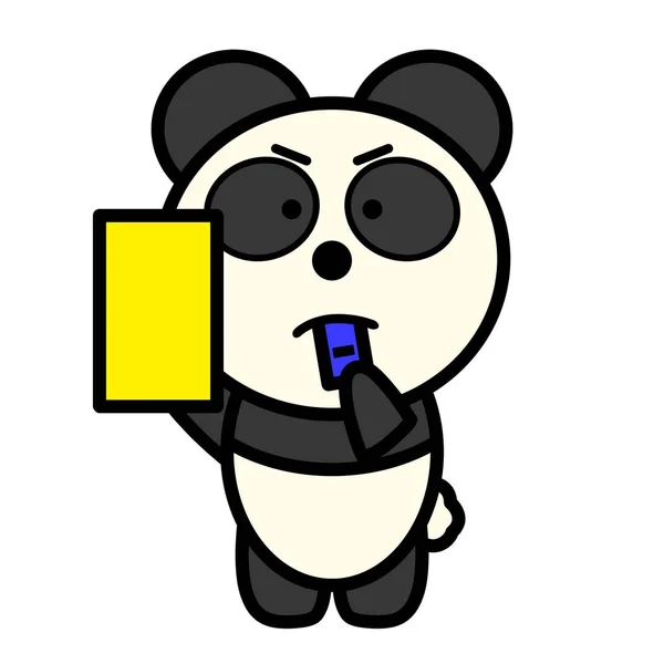 黄色のカードを与えるパンダのイラストです — ストック写真