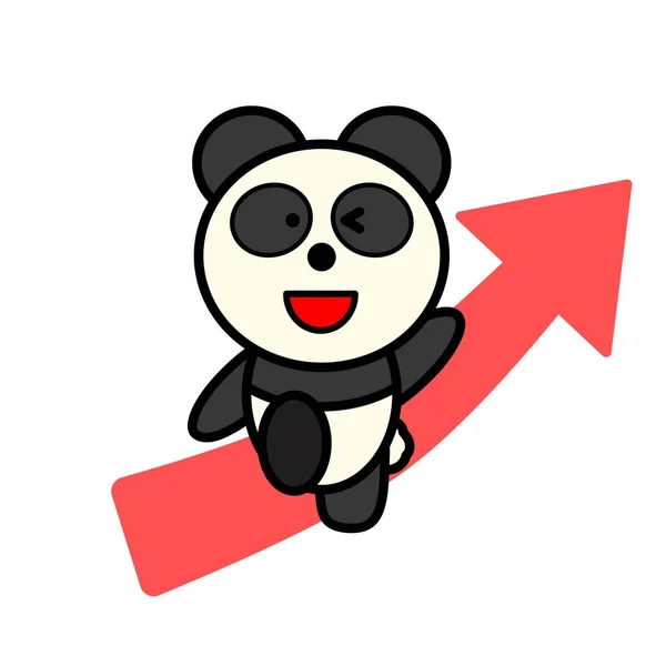 Egy Illusztráció Panda Felfelé Nyíl — Stock Fotó