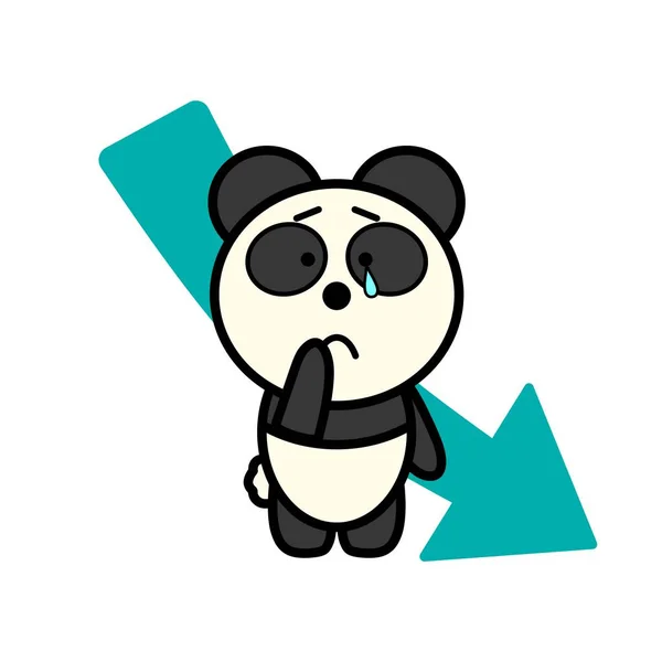 Eine Illustration Von Panda Und Pfeil Nach Unten — Stockfoto