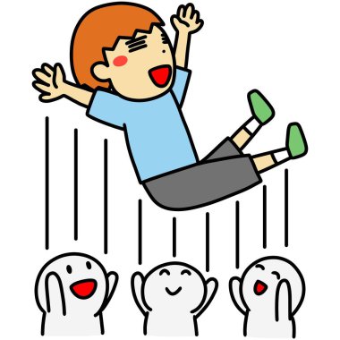 Havaya atılan bir çocuğun resmi.