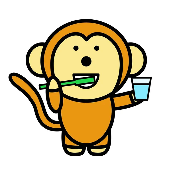 Eine Illustration Des Zähneputzens Von Affen — Stockfoto