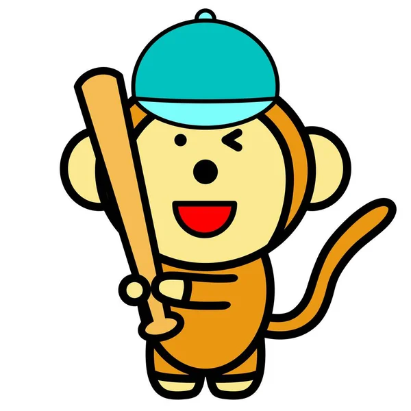 Ilustracja Małpy Trzymającej Kij Baseballowy — Zdjęcie stockowe