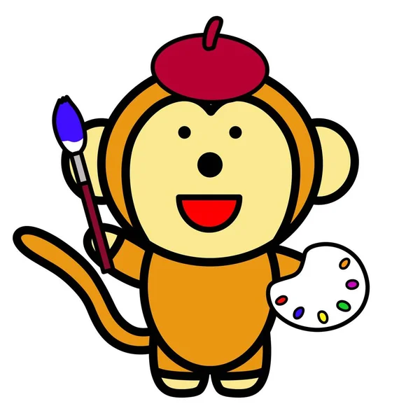 Ilustrace Malířské Opice — Stock fotografie
