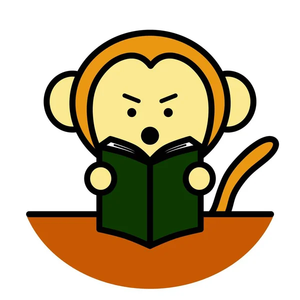 Uma Ilustração Macaco Lendo Livro — Fotografia de Stock