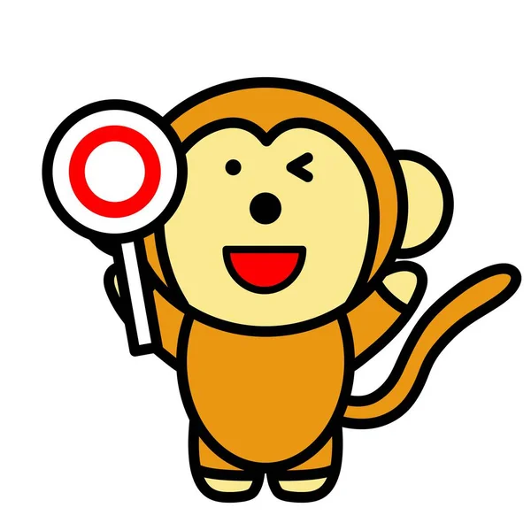 Ilustracja Małpy Wystawiającej Koło — Zdjęcie stockowe