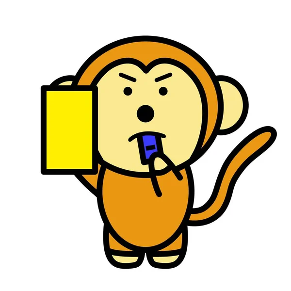 Uma Ilustração Macaco Que Cartão Amarelo — Fotografia de Stock