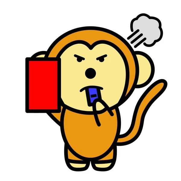 Ilustrace Opice Dávající Červenou Kartu — Stock fotografie
