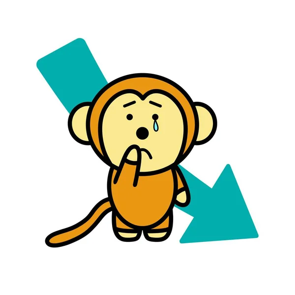 Ilustracja Małpy Strzałki Dół — Zdjęcie stockowe