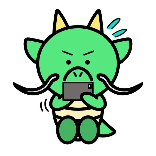 Illustration Dragon Addicted Smartphone Game — Stock Photo, Image