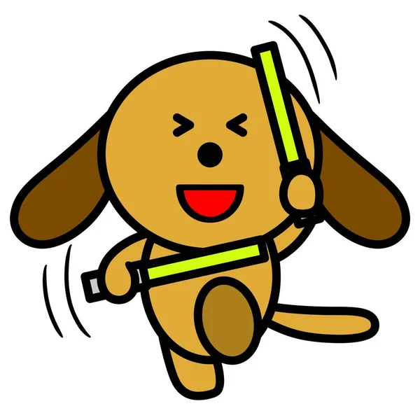 Een Illustratie Van Een Hond Zwaaiend Met Een Gloeistok — Stockfoto