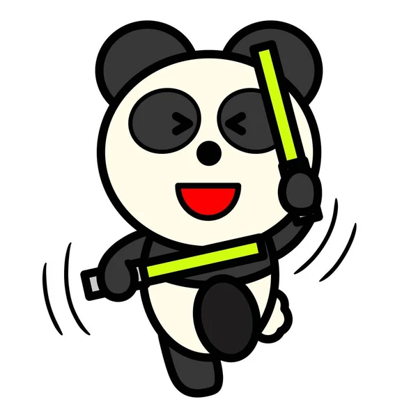 Parlak Çubuk Sallayan Bir Pandanın Çizimi — Stok fotoğraf