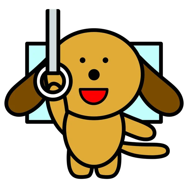 Illustration Dog Grabbing Train Strap — Stock Photo, Image