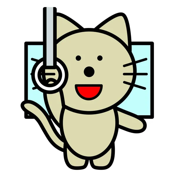 Illustration Katten Som Tar Tag Ett Tågband — Stockfoto