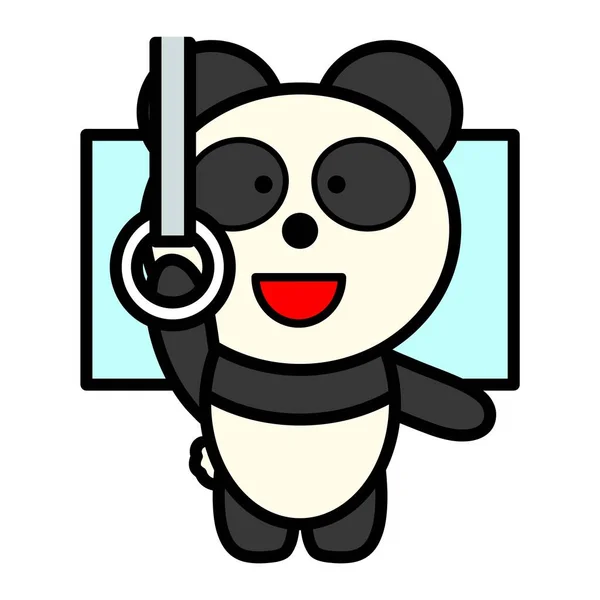 Eine Illustration Von Panda Der Einen Zuggurt Ergreift — Stockfoto