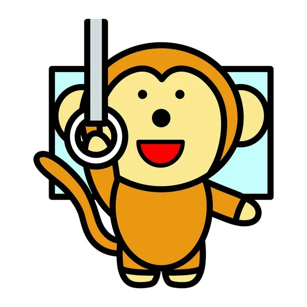 Ilustracja Małpy Chwytającej Pasek Pociągu — Zdjęcie stockowe