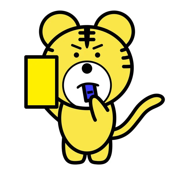 Una Ilustración Tigre Dando Tarjeta Amarilla — Foto de Stock
