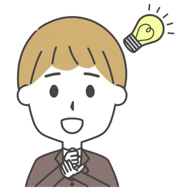 Takım elbiseli bir adamın güzel bir fikirle ortaya çıkışı.