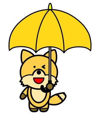 Şemsiye tutan bir tilkinin resmi.