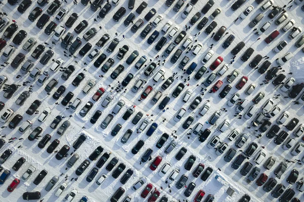 Letecký Pohled Vozidlo Volném Trhu Parkoviště Mnoha Vozy Prodej Zaparkované — Stock fotografie