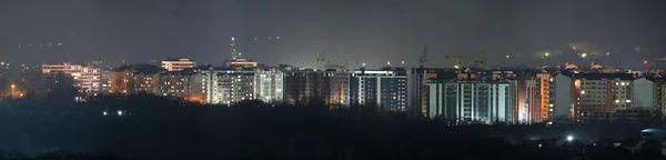 Silueta Oscura Grúas Torre Edificios Apartamentos Residenciales Alto Sitio Construcción — Foto de Stock