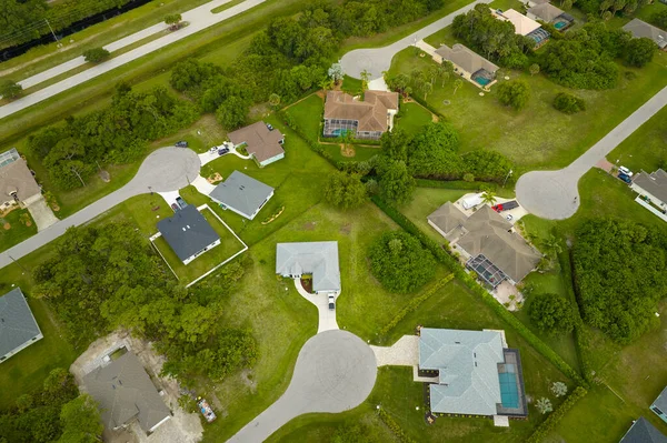 Aerial Landscape View Suburban Private Houses Green Palm Trees Florida — Photo