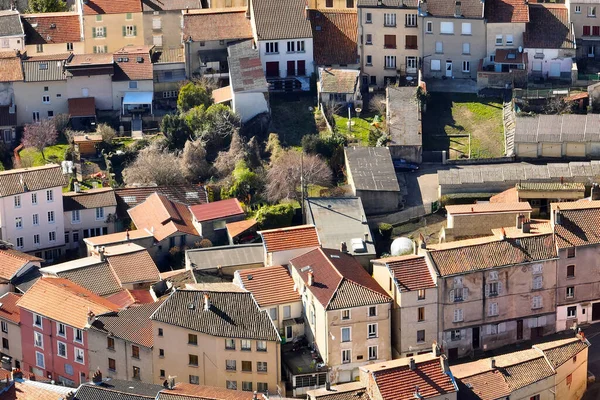 Letecký Pohled Husté Historické Centrum Města Thiers Departementu Puy Dome — Stock fotografie
