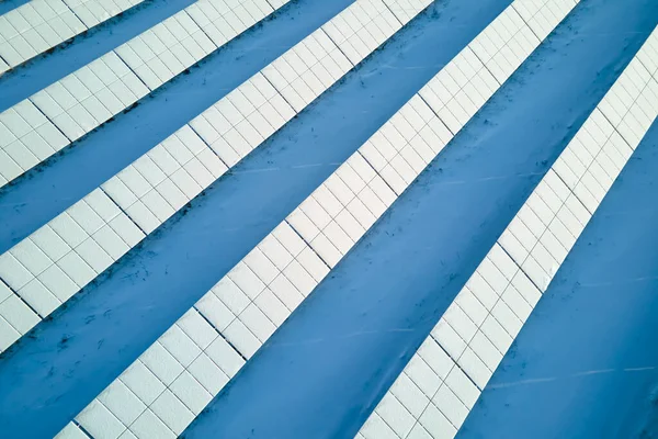 Aerial View Sustainable Electrical Power Plant Solar Photovoltaic Panels Covered — Stock Photo, Image