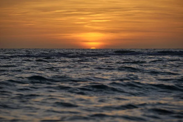 Ocean Sunset Big White Sun Dramatic Bright Sky Background Soft — Zdjęcie stockowe
