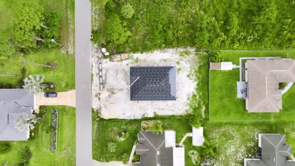 Lucht Uitzicht Residentiële Particuliere Woning Met Houten Dakstructuur Aanbouw Florida — Stockvideo
