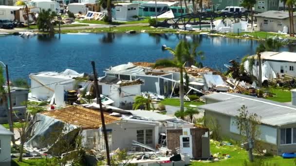 Gravement Endommagé Par Ouragan Ian Maisons Floride Zone Résidentielle Mobile — Video