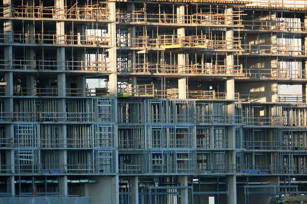 Tower Cranes Frame Structure High Residential Apartment Buildings Construction Site —  Fotos de Stock