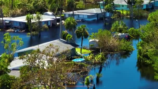 Zaplavené Domy Hurikánem Ian Dešťové Srážky Rezidenční Oblasti Floridy Důsledky — Stock video