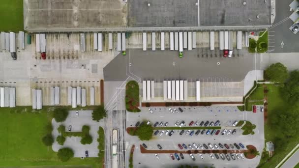 Vista Alto Ângulo Grande Centro Transporte Comercial Com Muitos Caminhões — Vídeo de Stock