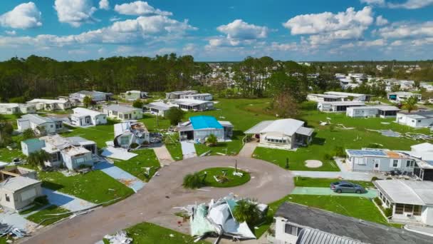 Těžce Poškozen Hurikánem Ian Domy Floridě Obytné Obytné Čtvrti Důsledky — Stock video