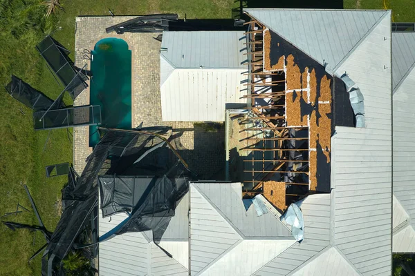 Huracán Ian Destruyó Casa Zona Residencial Florida Desastre Natural Sus — Foto de Stock
