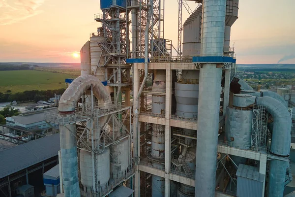 Planta Cemento Con Estructura Fábrica Alta Grúas Torre Área Producción — Foto de Stock