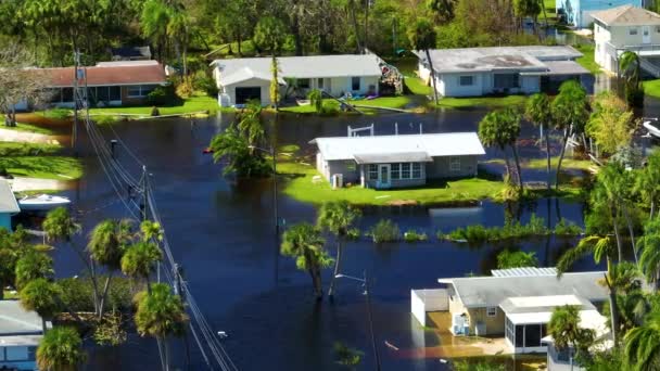 Surrounded Hurricane Ian Rainfall Flood Waters Homes Florida Residential Area — Stock Video