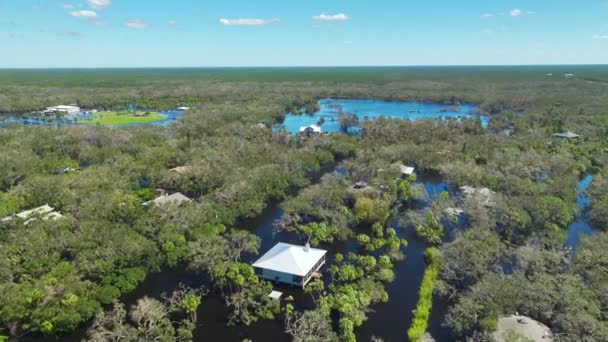Затопленные Дома Урагана Иэн Жилом Районе Флориды Последствия Стихийного Бедствия — стоковое видео
