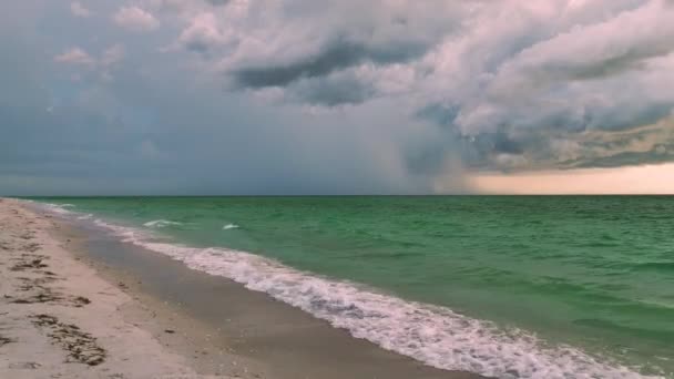 Dark Stormy Clouds Forming Gloomy Sky Heavy Rainfall Season Sea — Stock Video