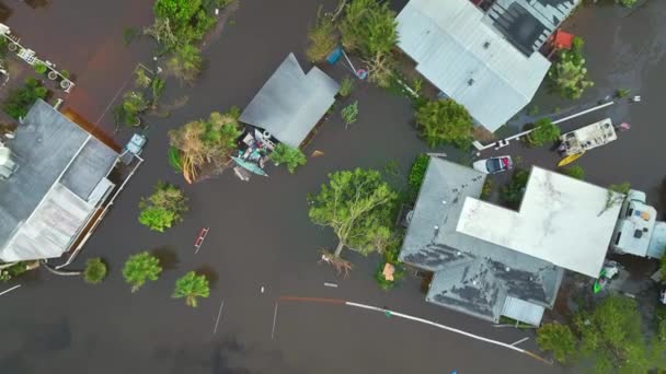 Etrafı Ian Kasırgası Ile Çevrili Sel Suları Florida Yerleşim Bölgesindeki — Stok video