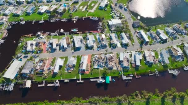 Špatně Poškozené Mobilní Domy Hurikánu Ian Rezidenční Oblasti Floridy Důsledky — Stock video