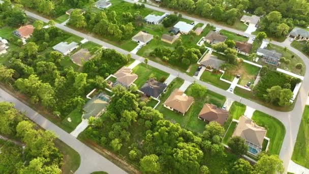 Aerial Landscape View Suburban Private Houses Green Palm Trees Florida — ストック動画