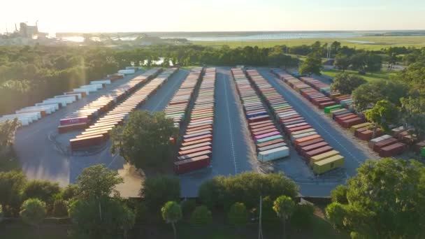 Large Cargo Container Yard Many Freight Containers Big Factory Manufactory — Stock Video