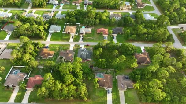 Aerial Landscape View Suburban Private Houses Green Palm Trees Florida — Stock video
