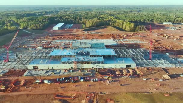 Top View Large Building Site New Factory Complex Construction Development — Stock Video