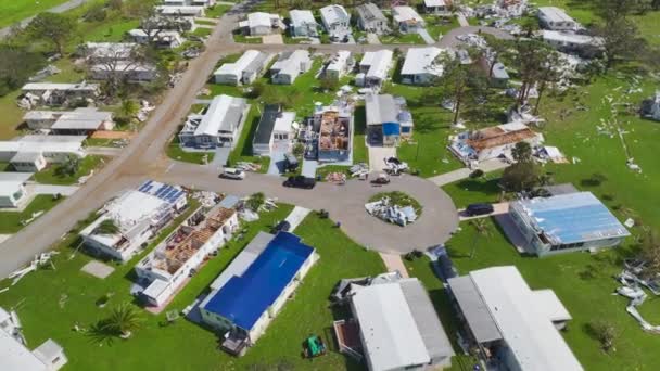 Schwer Beschädigt Durch Hurrikan Ian Häuser Florida Wohnmobil Wohngebiet Folgen — Stockvideo