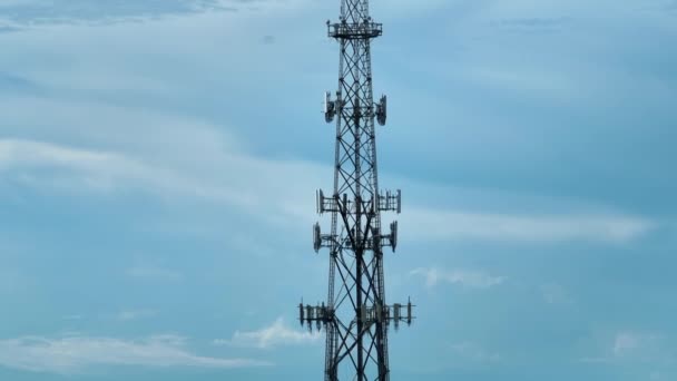 Tall Telecommunication Radio Cell Tower Wireless Communication Antennas Network Signal — Video