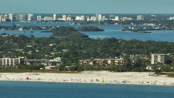 Vista Ángulo Alto Concurrida Playa Siesta Key Sarasota Estados Unidos — Vídeo de stock