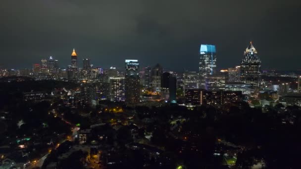 Night Urban Landscape Downtown District Atlanta City Georgia Usa Skyline — Stockvideo